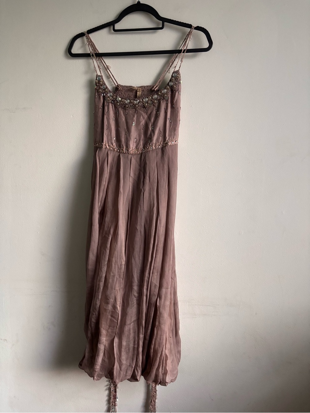 Blank NYC Lavender Grey Beaded Spaghetti-Strap Dress